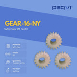 Nylon gear with specifications on a blue background
