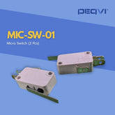 Two micro switches on a blue background with text indicating guaranteed product authenticity.