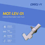 Two industrial levers on a blue background with product details.