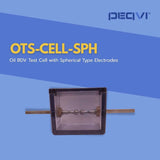 PEQVI oil test cell featuring spherical electrodes for uniform electric field and precise BDV testing