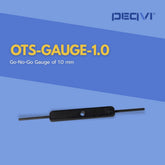 A go-no-go gauge for 1.0 mm, labeled as OTS-GAUGE-1.0, shown against a blue background with the brand name PIEQVI.