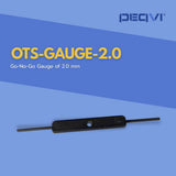 A go-no-go gauge tool labeled 'OTS-GAUGE-2.0' and 'Go-No-Go Gauge of 2mm