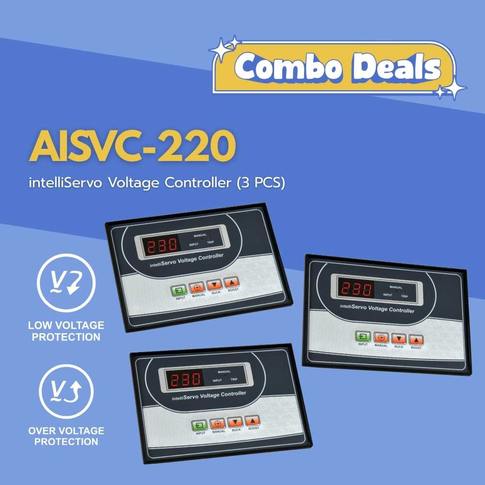 Three IntelliServe Voltage Controllers with 'Combo Deals' are control circuits for servo voltage stabilizers