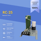RC-25 network drive with specifications on a blue background