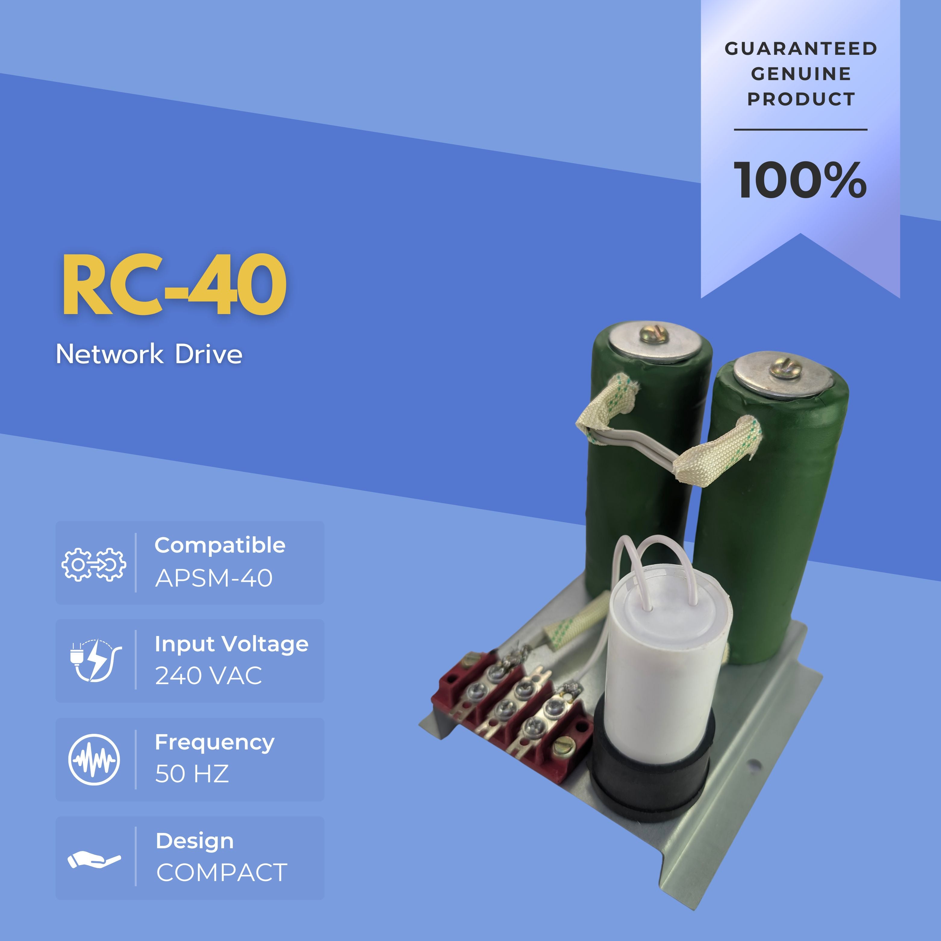 RC-40 network drive with specifications on a blue background