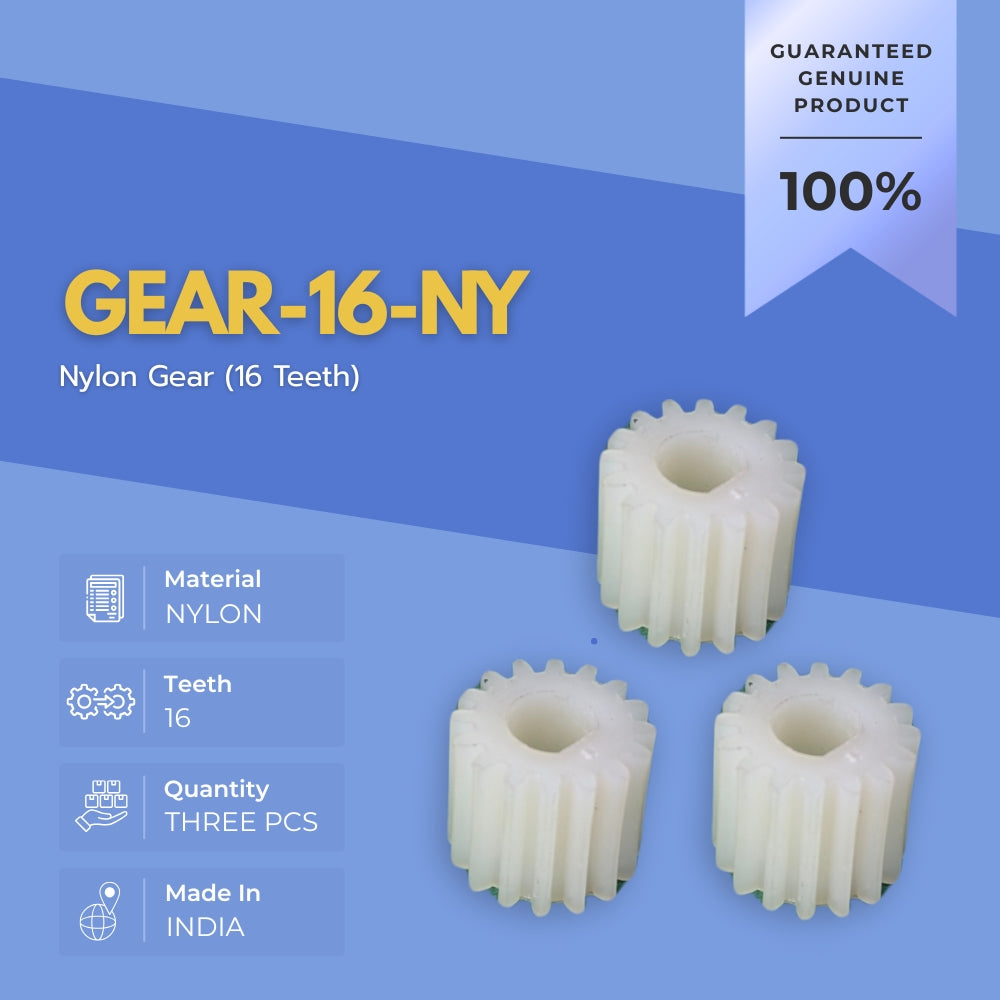 Nylon gear with specifications on a blue background