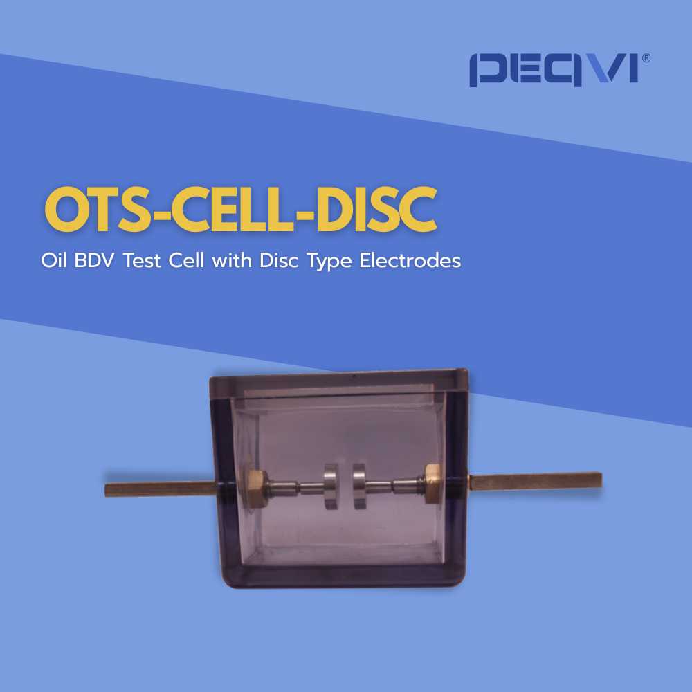 PEQVI oil test cell with disc type electrodes designed for reliable transformer oil insulation testing