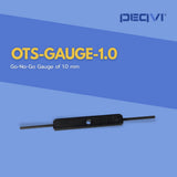 A go-no-go gauge for 1.0 mm, labeled as OTS-GAUGE-1.0, shown against a blue background with the brand name PIEQVI.